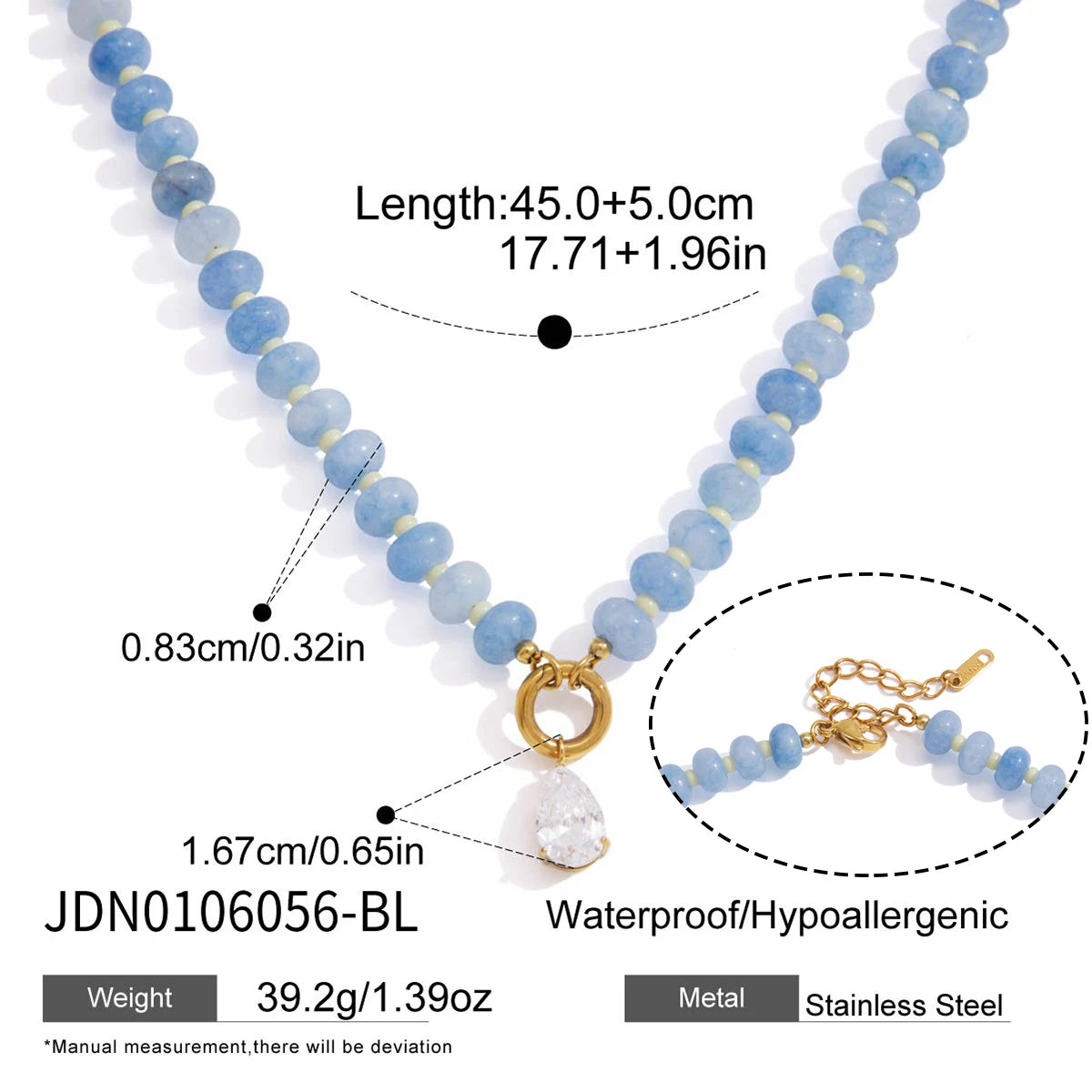 Candy Stone Beaded Zircon Pendant Necklace – Waterproof 18K Gold Plated Necklace | Ezra Gems