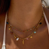 Double Layer Stone Pendant Necklace