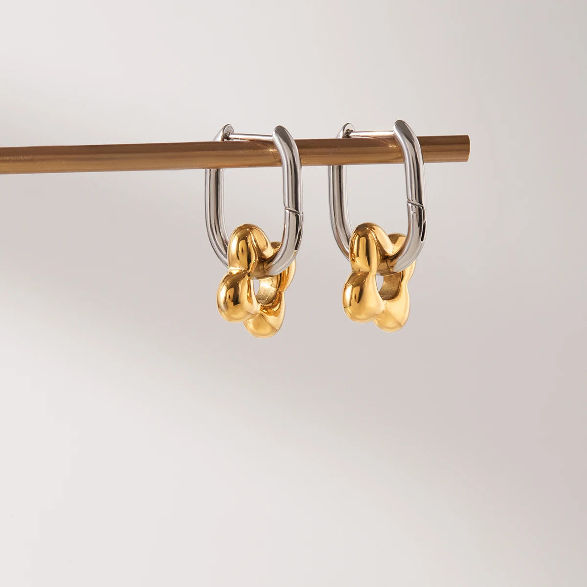 Hollow Flower Charm Huggie Earrings – Waterproof 18K Gold Plated Earrings | Ezra Gems