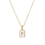 Mother of Pearl Initial Necklace – Waterproof 18K Gold Plated Necklace | Ezra Gems