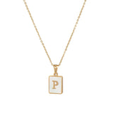 Mother of Pearl Initial Necklace – Waterproof 18K Gold Plated Necklace | Ezra Gems