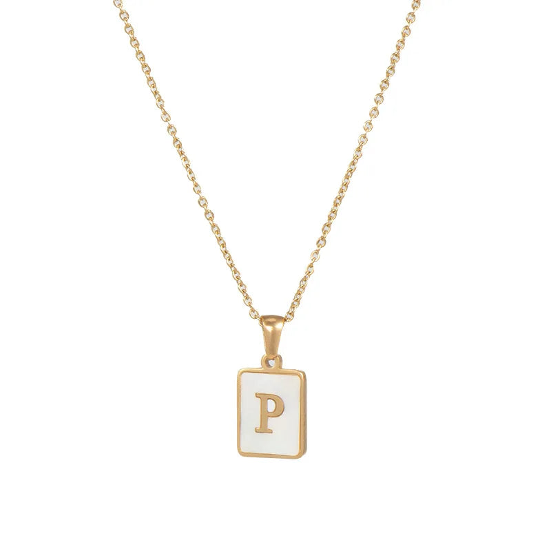 Mother of Pearl Initial Necklace – Waterproof 18K Gold Plated Necklace | Ezra Gems