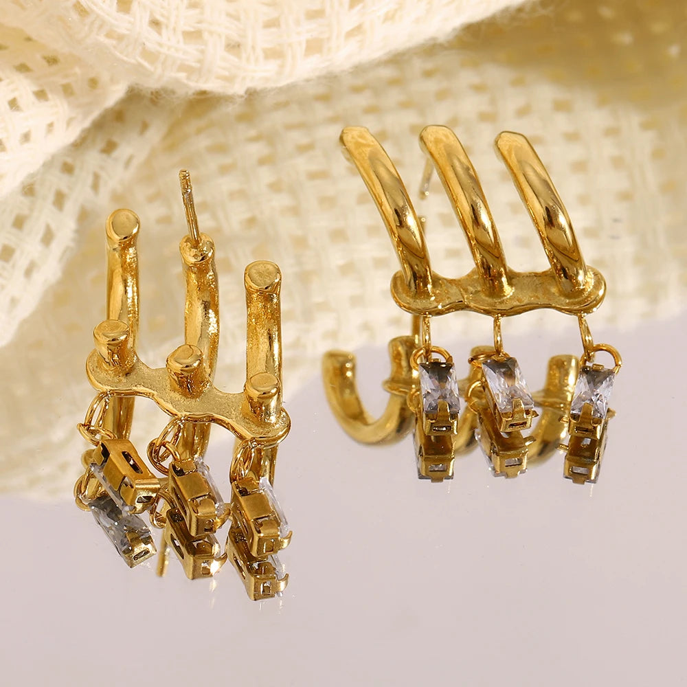 Luxury Tassel Zircon Earrings – Waterproof 18K Gold Plated Earrings | Ezra Gems