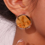 Two-Tone Geometric Stud Earrings – Waterproof 18K Gold Plated Earrings | Ezra Gems