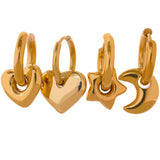Star Moon Heart Huggie Hoop Earrings
