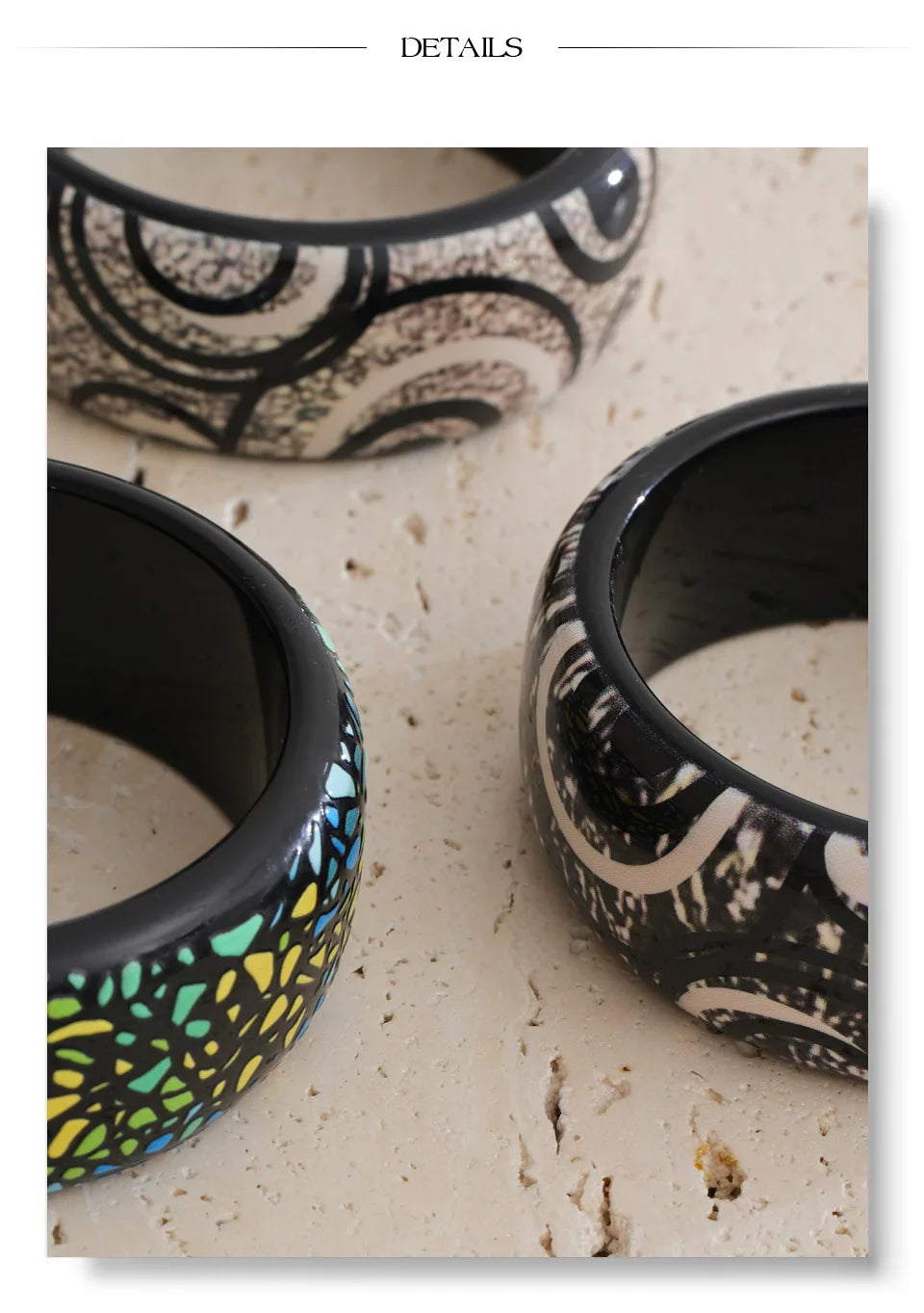 Wide Acrylic Resin Statement Bangle – Waterproof 18K Gold Plated Bracelet | Ezra Gems