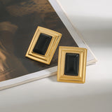 Retro Agate Geometric Stud Earrings