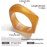 Chunky Geometric Resin Wide Bangle – Waterproof 18K Gold Plated Bracelet | Ezra Gems