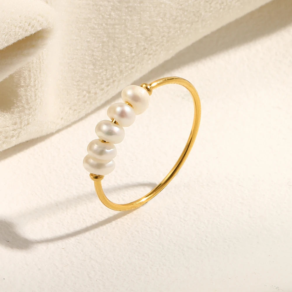 Freshwater Pearl Solitaire Ring – Waterproof 18K Gold Plated Ring | Ezra Gems