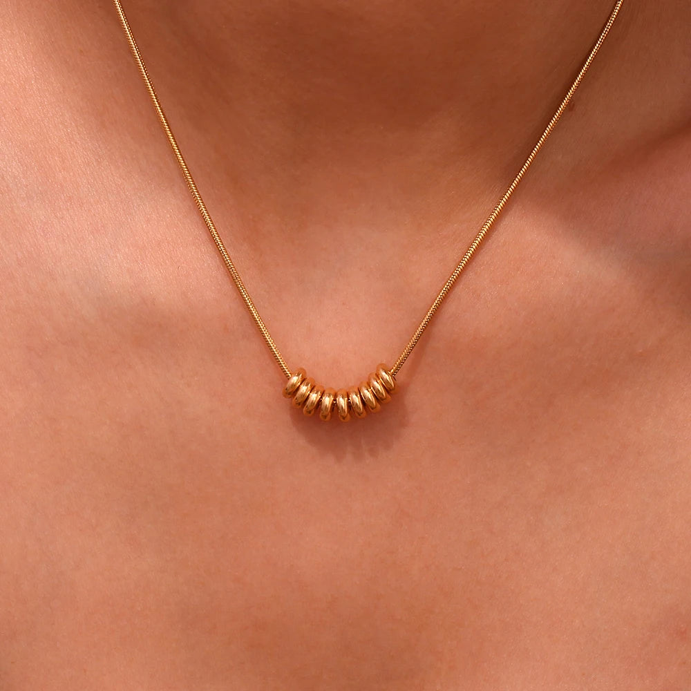 Two-Tone Beans Pendant Necklace – Waterproof 18K Gold Plated Necklace | Ezra Gems