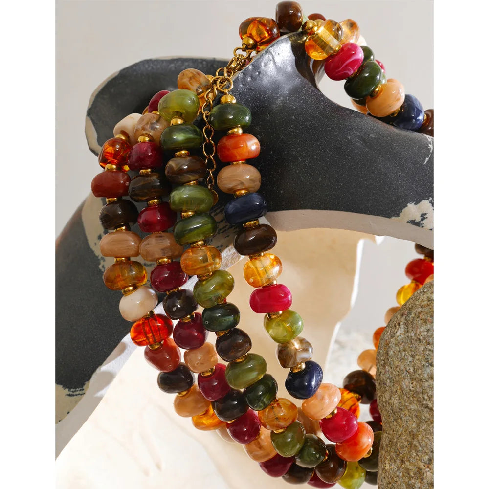 Colorful Resin Bead Chain Necklace – Waterproof 18K Gold Plated Necklace | Ezra Gems