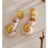 Ocean Resin Shell Conch Drop Earrings – Waterproof 18K Gold Plated Earrings | Ezra Gems