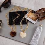 Vintage Resin Heart Pendant Necklace – Waterproof 18K Gold Plated Necklace | Ezra Gems