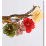 Resin Acrylic Flower Petal Drop Earrings