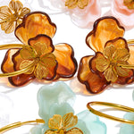 Resin Flower Charm Hoop Earrings – Waterproof 18K Gold Plated Earrings | Ezra Gems