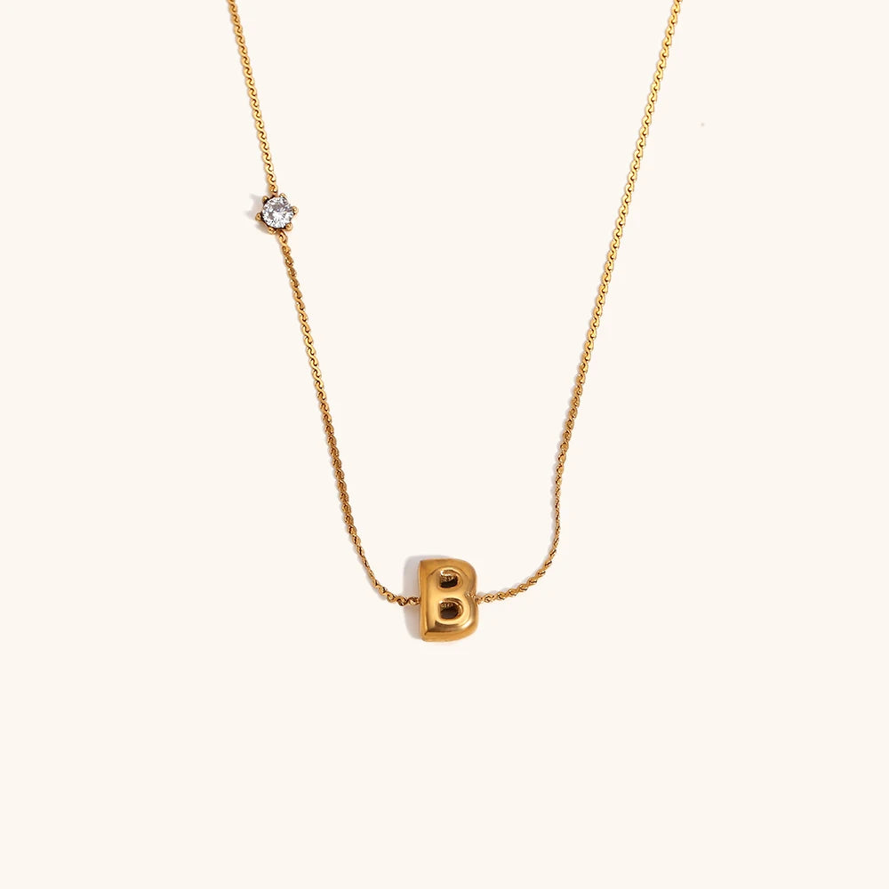 Sparkling Zircon Initial Necklace – Waterproof 18K Gold Plated Necklace | Ezra Gems