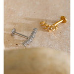 Zircon Helix Flat Back Cartilage Earring – Waterproof 18K Gold Plated Earring | Ezra Gems