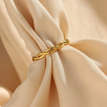 Braided Twist Thin Stacking Ring – Waterproof 18K Gold Plated Ring | Ezra Gems