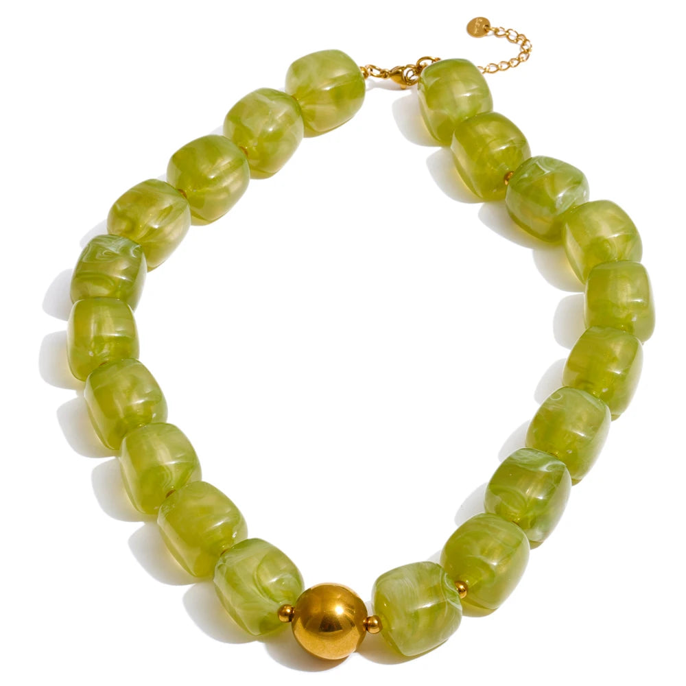 Acrylic Square Beads Chain Necklace