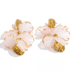 Fairy Resin Flower Petal Drop Earrings – Waterproof 18K Gold Plated Earrings | Ezra Gems