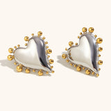 Slanted Heart Bead Edge Earrings – Waterproof 18K Gold Plated Earrings | Ezra Gems
