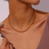 Oval Bead Clavicle Chain Necklace – Waterproof 18K Gold Plated Necklace | Ezra Gems