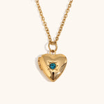 Birthstone Box Pendant Necklace – Waterproof 18K Gold Plated Necklace | Ezra Gems