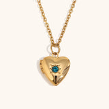 Birthstone Box Pendant Necklace – Waterproof 18K Gold Plated Necklace | Ezra Gems
