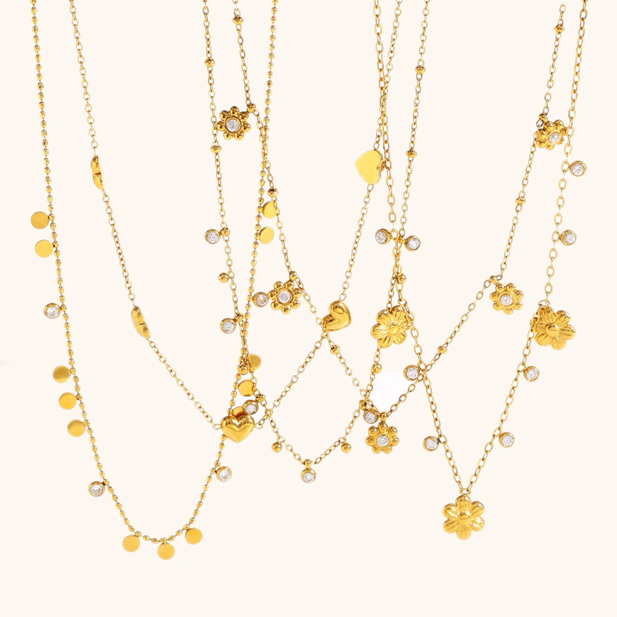 Zircon Butterfly Flower Pendant Necklace – Waterproof 18K Gold Plated Necklace | Ezra Gems