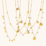 Zircon Butterfly Flower Pendant Necklace – Waterproof 18K Gold Plated Necklace | Ezra Gems