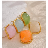 Colorful Resin Square Stud Earrings