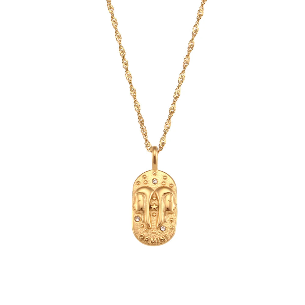 Constellation Square Pendant Necklace – Waterproof 18K Gold Plated Necklace | Ezra Gems