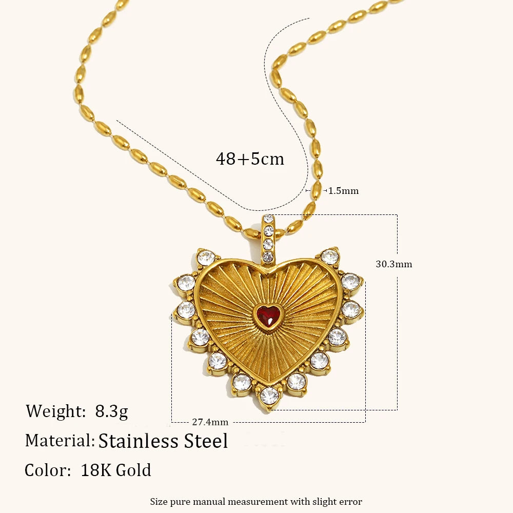 Classic Love Zircon Pendant Necklace – Waterproof 18K Gold Plated Necklace | Ezra Gems