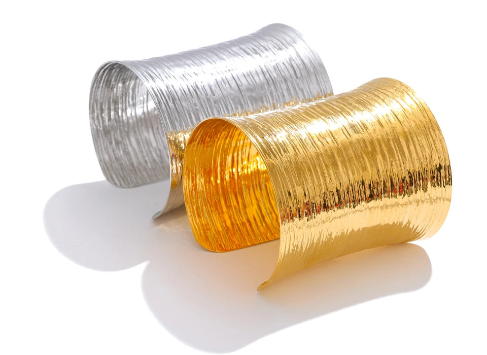 Statement Wide Metal Cuff Bracelet – Waterproof 18K Gold Plated Bracelet | Ezra Gems