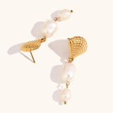 Starfish Shell Pearl Tassel Earrings – Waterproof 18K Gold Plated Earrings | Ezra Gems