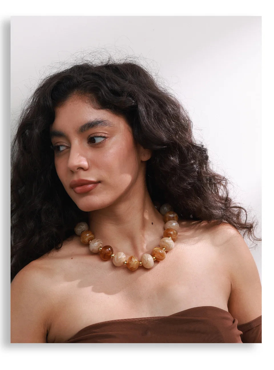 Chunky Resin Round Bead Necklace – Waterproof 18K Gold Plated Necklace | Ezra Gems