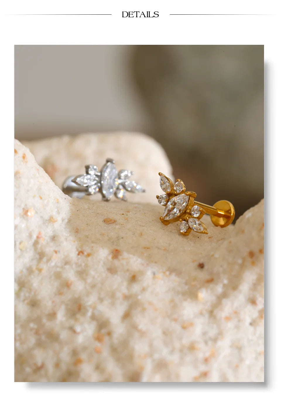 Shiny Cubic Zirconia Flat Back Earring – Waterproof 18K Gold Plated Earring | Ezra Gems