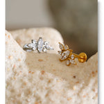 Shiny Cubic Zirconia Flat Back Earring – Waterproof 18K Gold Plated Earring | Ezra Gems