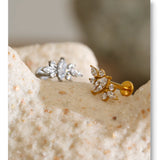 Shiny Cubic Zirconia Flat Back Earring – Waterproof 18K Gold Plated Earring | Ezra Gems