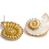 Enamel Conch Stud Earrings