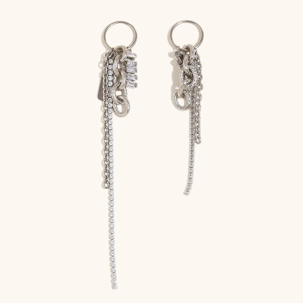 Zircon Chain Tassel Earrings – Waterproof 18K Gold Plated Earrings | Ezra Gems