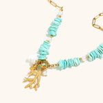 Bohemian Coral Natural Stone Necklace – Waterproof 18K Gold Plated Necklace | Ezra Gems
