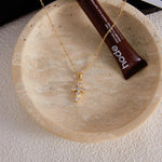 Cubic Zirconia Cross Pendant Necklace – Waterproof 18K Gold Plated Necklace | Ezra Gems