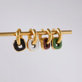 Enamel Double Ring Drop Earrings – Waterproof 18K Gold Plated Earrings | Ezra Gems
