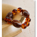 Amber Resin Round Bead Chain Bracelet – Waterproof 18K Gold Plated Bracelet | Ezra Gems