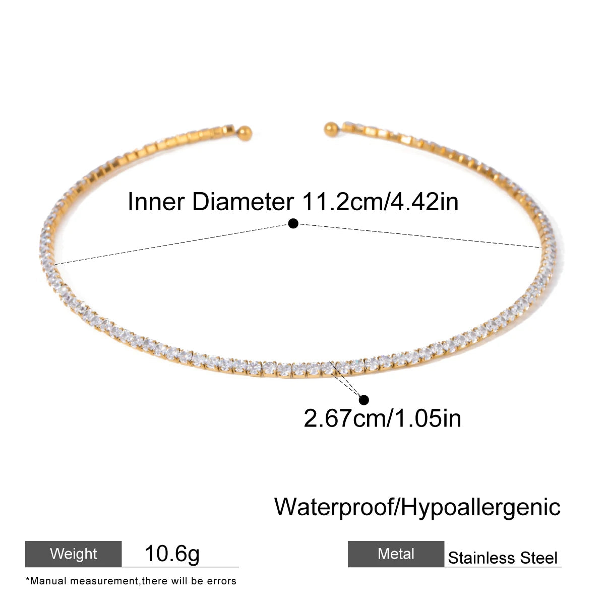 White Zirconia Tennis Collar Choker – Waterproof 18K Gold Plated Necklace | Ezra Gems