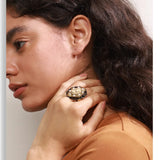 Resin Pearl Portrait Oval Ring