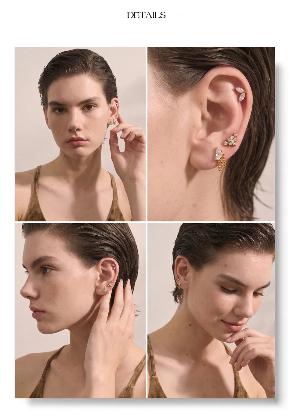 Zirconia Helix Flat Back Earring – Waterproof 18K Gold Plated Earring | Ezra Gems