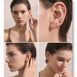 Zirconia Helix Flat Back Earring – Waterproof 18K Gold Plated Earring | Ezra Gems