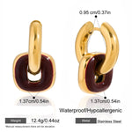 Enamel Double Ring Drop Earrings – Waterproof 18K Gold Plated Earrings | Ezra Gems